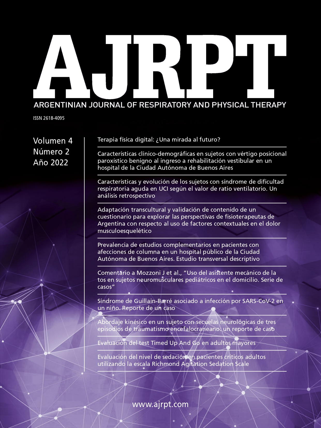 					Ver Vol. 4 Núm. 2 (2022): Argentinian Journal of Respiratory and Physical Therapy
				